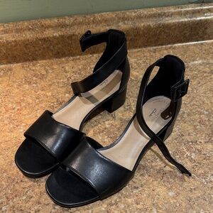 Clarks Black Ankle Strap Heels